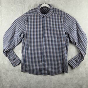 Arc'teryx Bernal LS Shirt Blue Plaid Cotton Blend Snap Front Flannel Mens L